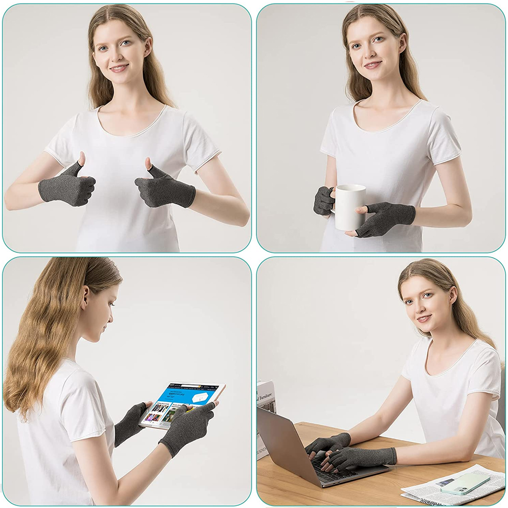 1 paire de gants de Compression pour l'arthrite, pour soulager l'arthrite rhumatoïde, le canal carpien, les douleurs articulaires, gant ouvert sans doigts, soutien du poignet