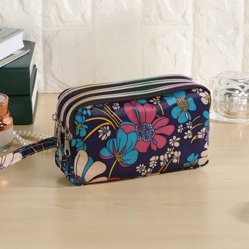 Stijl Hand Prachtige Drie Zip Portemonnee Oxford Doek Draagtas Vrouwen Portemonnee