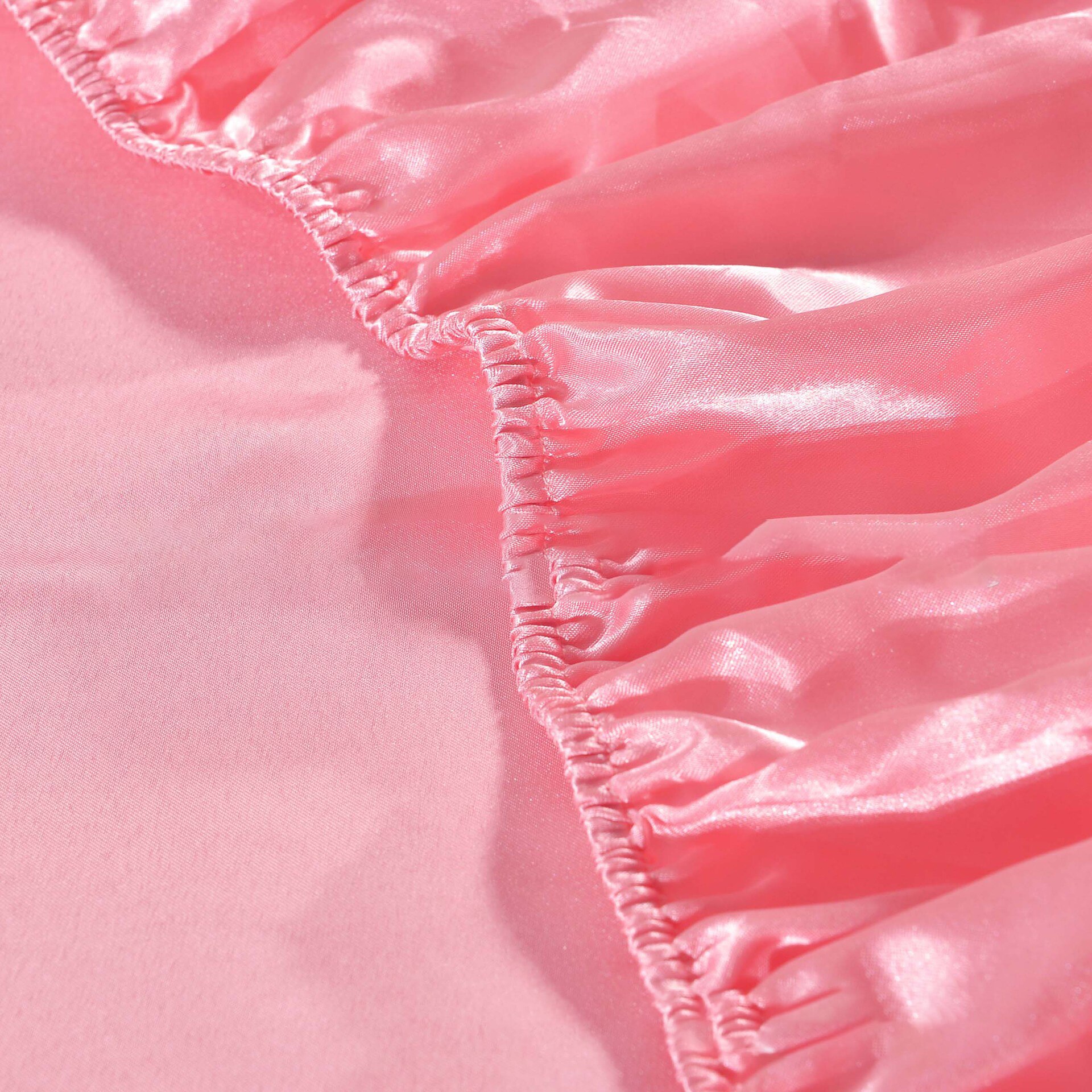 Sateng silke tilpasset laken på elastisk ensfarget madrassbeskytter laken på elastisk bånd drap house de matela queen king: Rosa