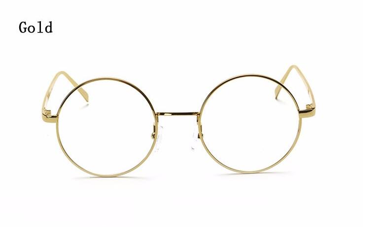 Oversized Korean Round Glasses Frame With Clear Lens, Unisex Retro Gold Rim Eyeglass Optic Frame Vintage Spectacles: Gold