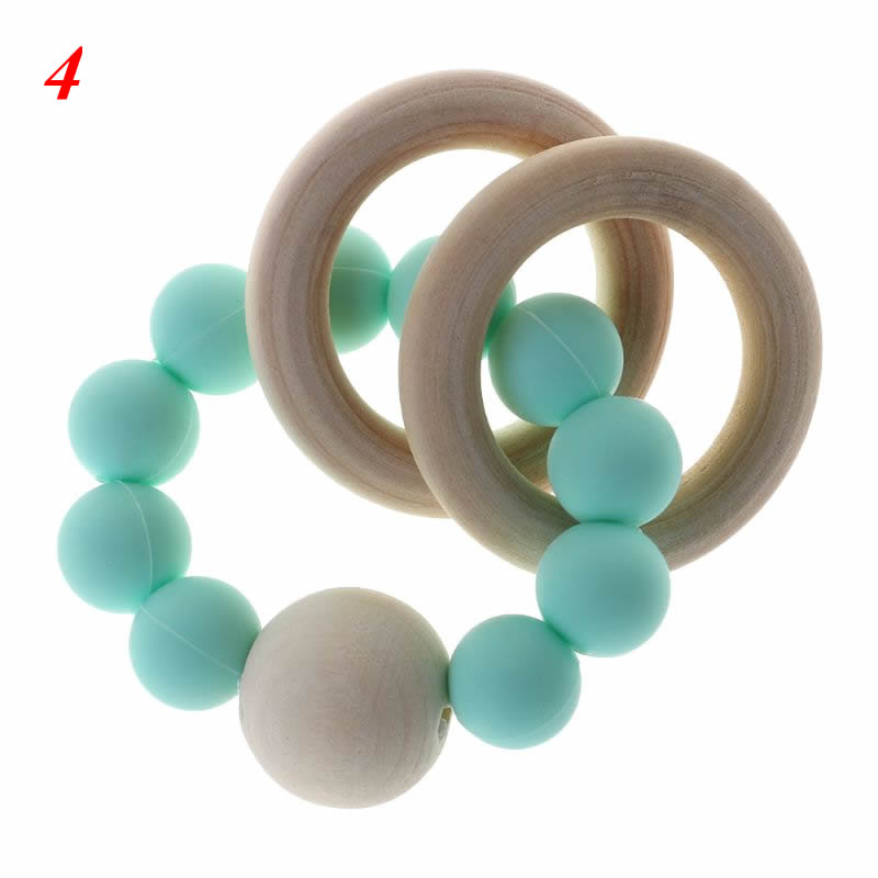 Bpa Gratis Baby Bijtring Siliconen Kralen Bijtring Pasgeboren Kinderziektes Speelgoed Armband Pijnbestrijding Hout Ringen Kauwen Bijtring Baby Benodigdheden: A4