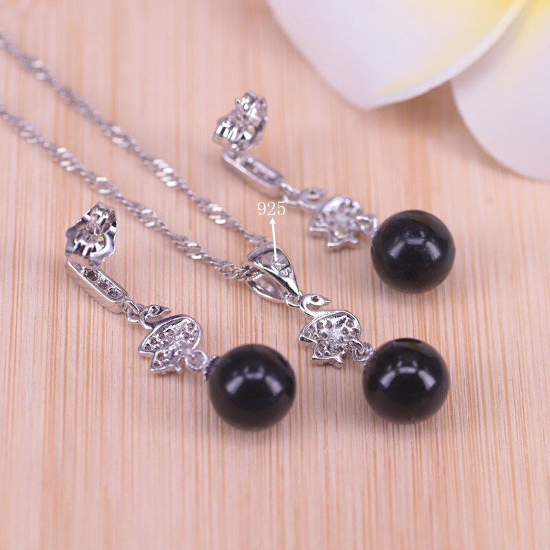 Big Many Colors Swan Silver Color Jewelry Set Stud Earrings Necklace With Pendant Pretty Best For Love