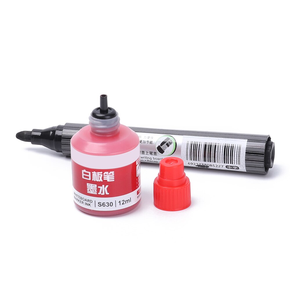 1Pc 12Ml Whiteboard Marker Pen Refill Inkt Zwart Rood Blauw 3 Kleuren Direct Droog Uitwisbare Inkt Vullingen Tool school Kantoorbenodigdheden