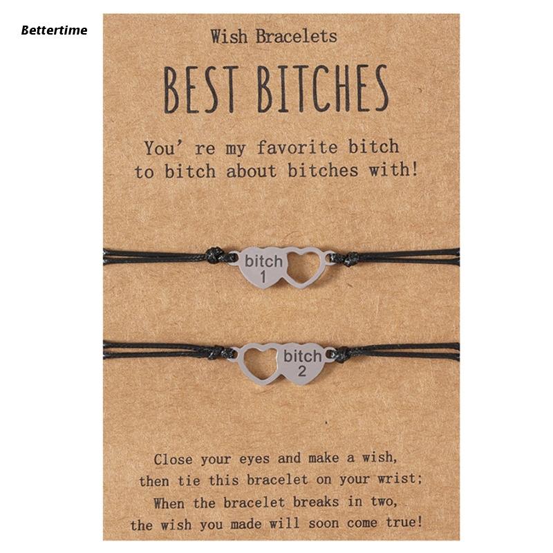 2 Teile/satz Passenden Herz Lange Abstand Armbänder Schwester Armbinde mit Karte kleiner Finger Versprechen Beziehung Armbinde für freund