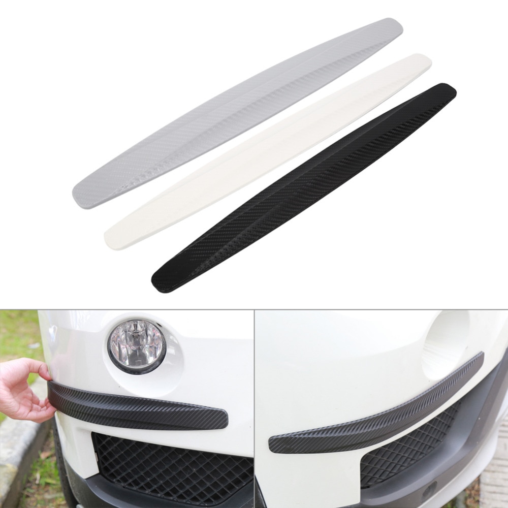 2 Stuks Carbon Fiber Stijl Voor & Achter Bumper Protector Corner Guard Scratch Sticker Zwart Wit Grijs Guard Sticker