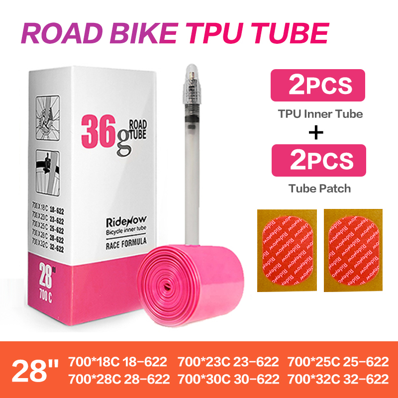 RideNow Ultraleichter Fahrradschlauch, 700 x 18, 25, 28, 32, Rennrad-TPU-Reifen, 45/65/85 mm Länge, französisches Ventil, superleichter Schlauch: Himmel Blau / 50mm