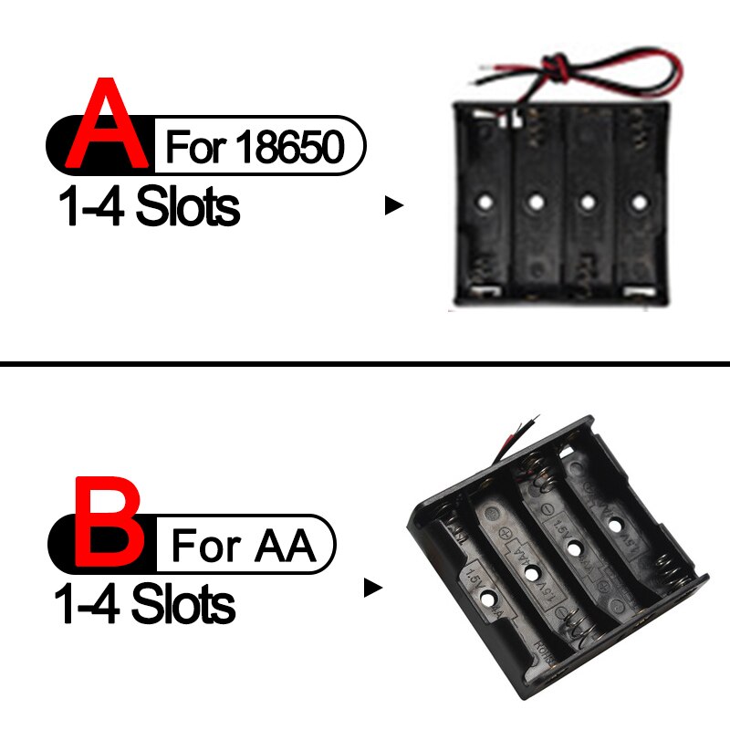 DIY Plastic AA LR6 HR6 Battery Storage Case Clip Holder Container 1X2X 3X 4X 18650 Battery Storage Box Case With Wire Lead Pin