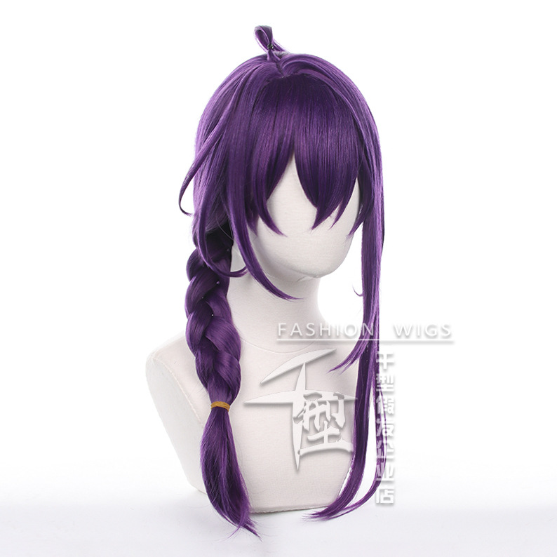 ES Ayase Mayoi Cosplay Wig 65cm Long Purple Braided Wigs Heat Resistant Synthetic Hair Halloween Wigs