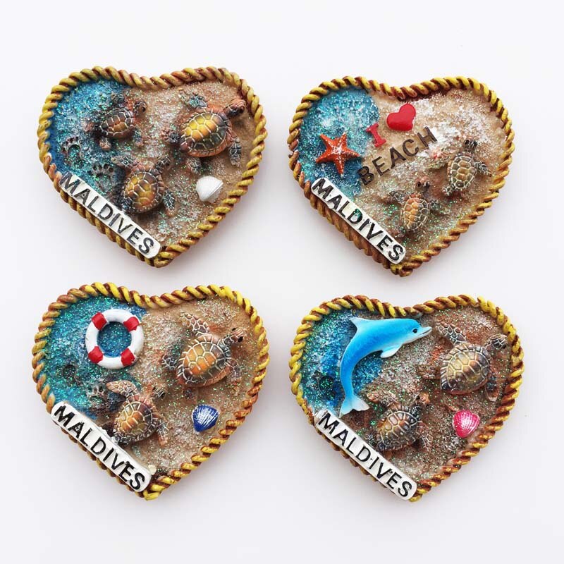 Imanes de nevera de recuerdo turístico de Maldivas asiáticas, artículos de decoración, artesanías, de colección de refrigerador magnético
