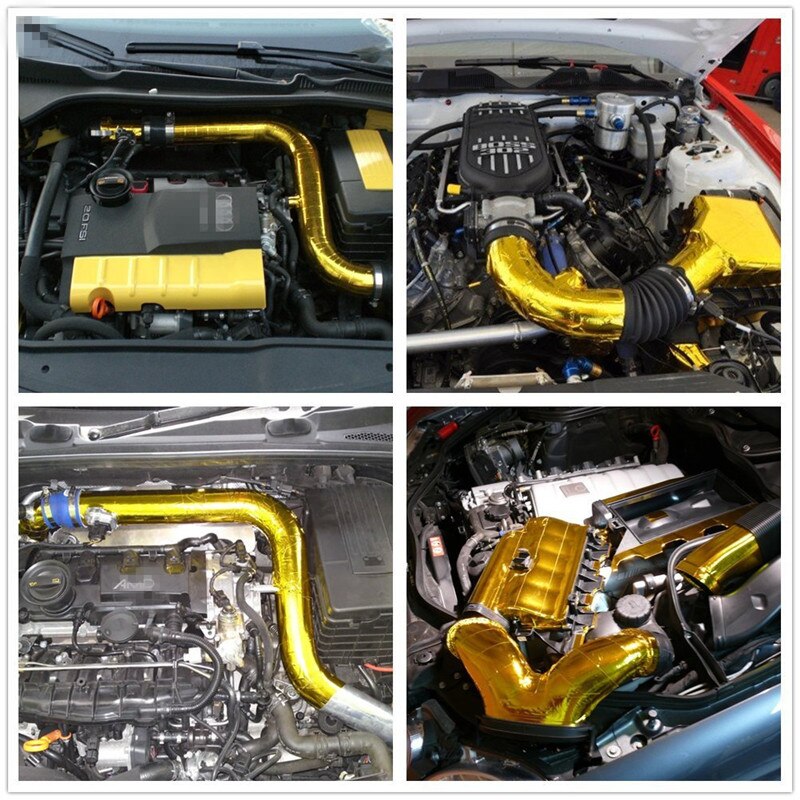 5 M Meter Zelfklevende Warmte Reflecterende Tape Auto Vrachtwagen Motorfiets Glasvezel Hitteschilden Weerspiegelen Adhesive Wrap Barrière Roll