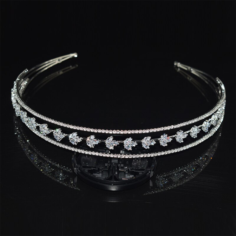 Luksusowa lśniąca ślubna kryształowa Tiara dla księżniczki na konkurs piękności Prom Rhinestone z pałąkiem na głowę cyrkon pasmo włosów akcesoria do włosów