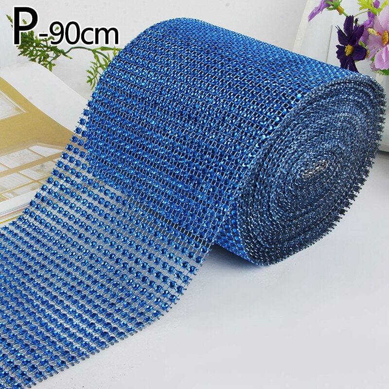 1 Roll 24 Rijen Goud Zilver Crystal Diamond Mesh Rhinestone Lint Voor Verjaardag Bruiloft Diy Decoratie Cake Wrap Crystal Tulle: P