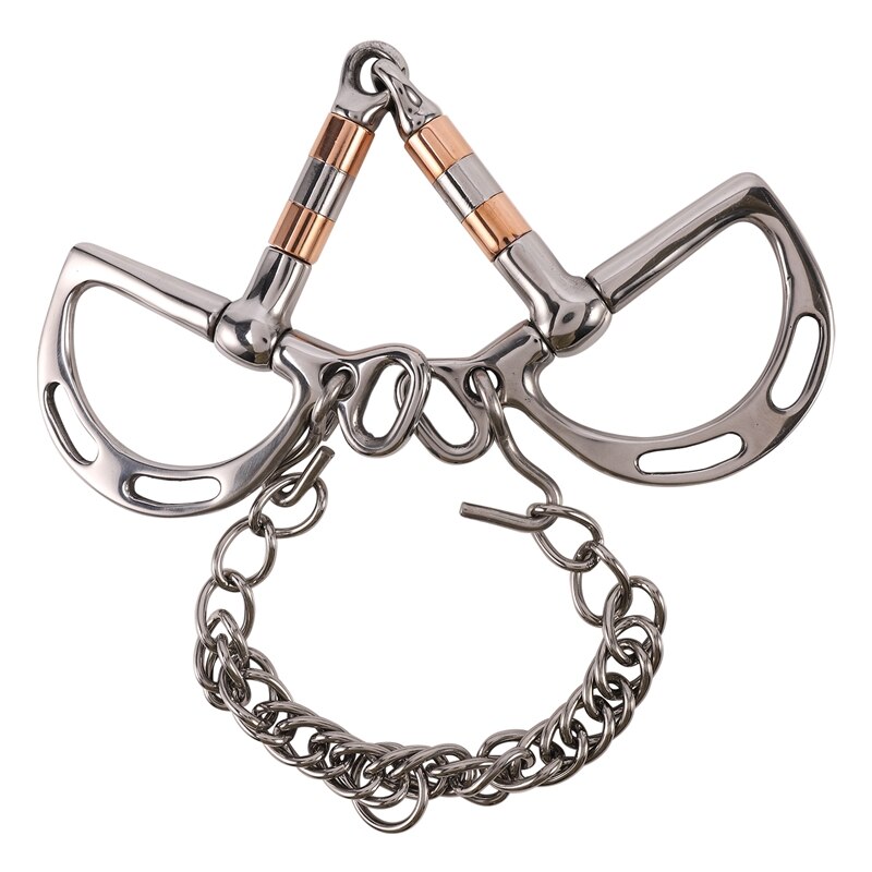 Horse Mouth Bit Stainless Steel Horse Bit Kimberwicke Bit Solid Jointed Mouth With Hook and Binocular Chain Horse Equipment