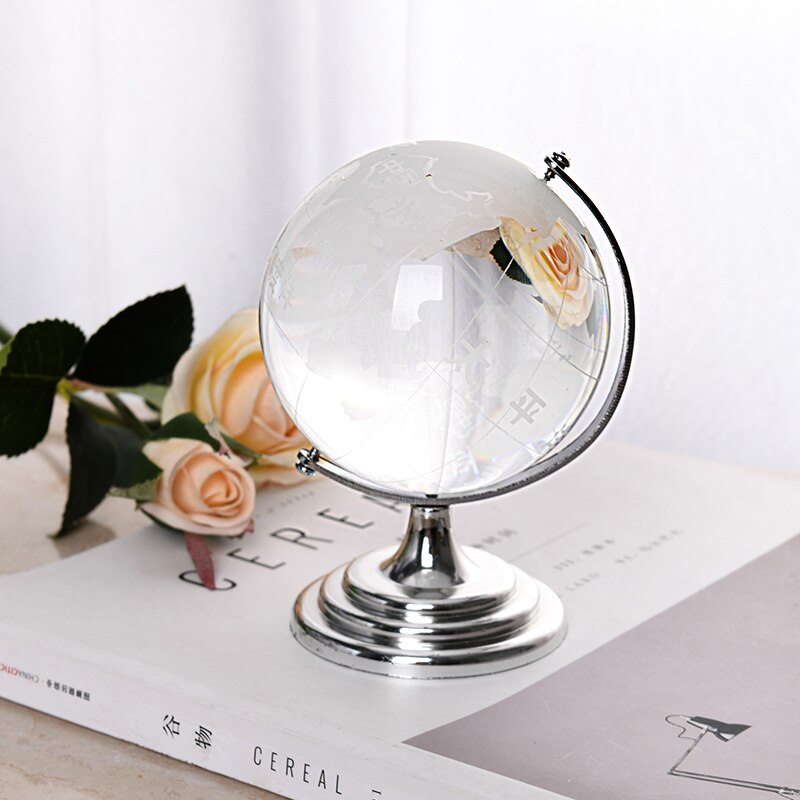 S/L Crystal Globe Model Ornaments 360 Terrestrial World Globes with Rotating Stand Earth Map Geography Office Decoration Toys