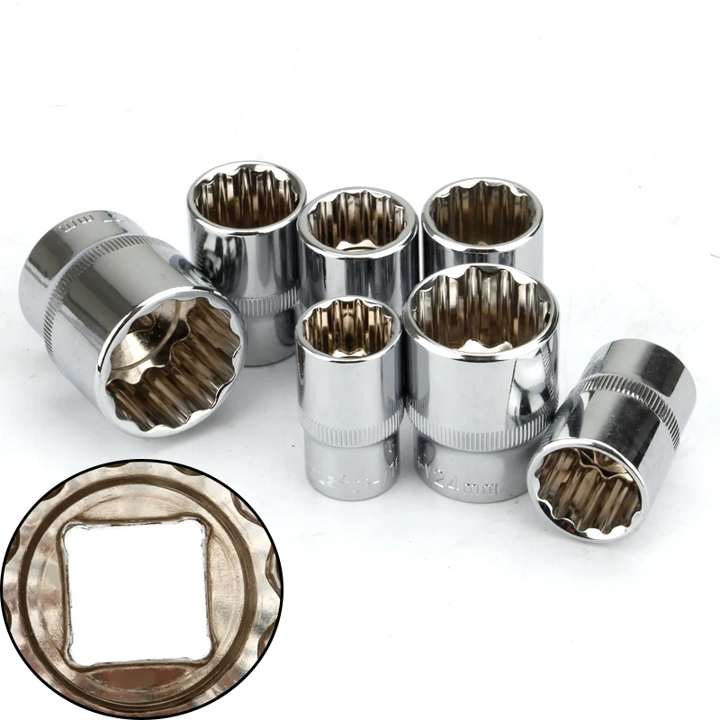 1pcs 1/2" Square Drive 12-point Socket Bit Ratchet wrench 12pt Sockets Hand Tool Kit 12 Angles Plum Blossom Sleeve 8-32mm