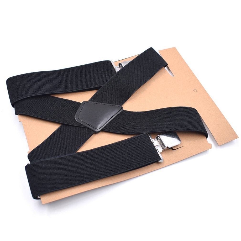 Adjustable Black Suspenders Trousers Men Classic Pants Strap X Back 120CM Casual Retro Trouser Braces 4 Clips Elastic Belt