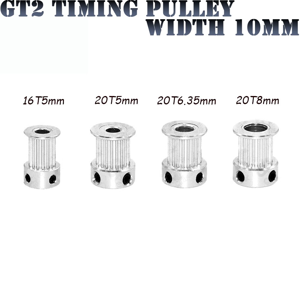 5pcs GT2 Timing Pulley bore 5mm 6.35mm 8mm fit for GT2 belt width 9MM/10mm for CNC 3D printer parts (GT2 16 / 20teeth)