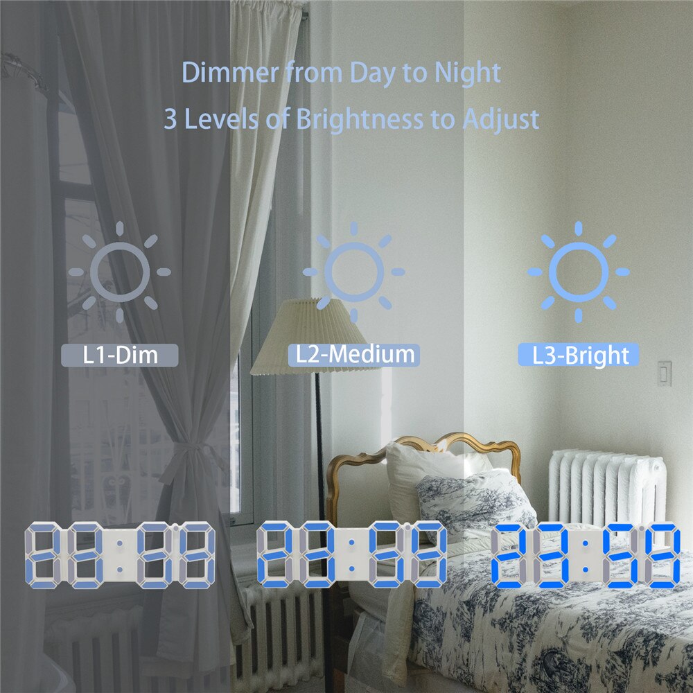 Modern Digital Led Table Desk Night Wall Clock Alarm Watch Digital Clock Display Removable Art Decal Table Clocks Home Decor