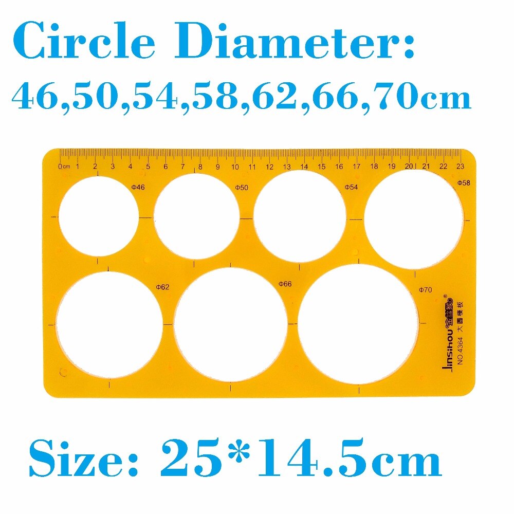 Gabarit de dessin grand cercle, diamètre du cercle (46,50,54,58,62,66,70cm); No 4364