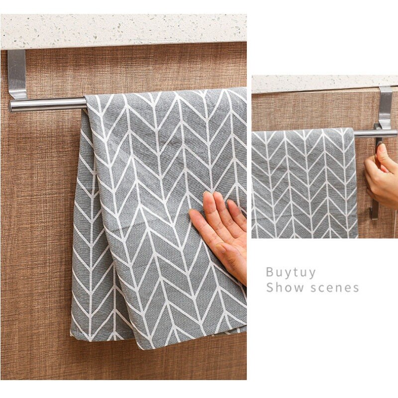 Stainless Steel Over Door Towel Rack Hanging Holder Bathroom Kitchen Apron Towel Storage Hanger Home Cabinet Organizer Shelf