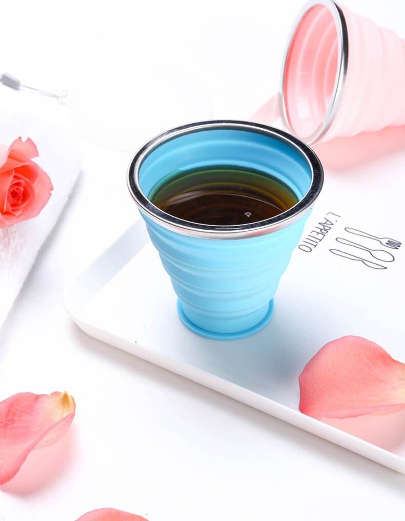 Opvouwbare siliconen beker draagbare siliconen telescopische drinkbeker opvouwbare koffiebeker multifunctionele opvouwbare silica mok reisbeker