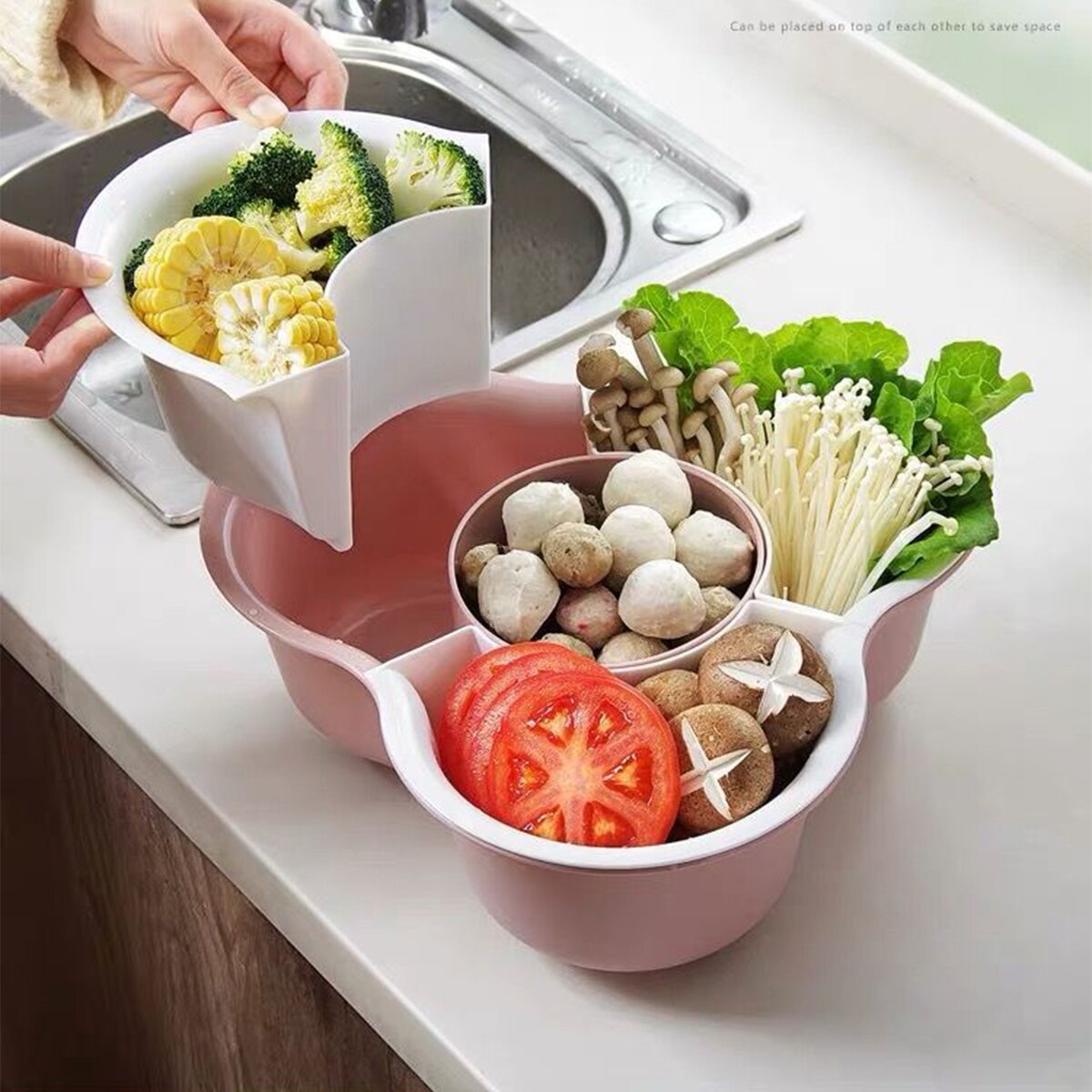 Vegetables Drying Basket Storage Box Camper Kitchen Portable Detachable Tableware Large Capacity Box