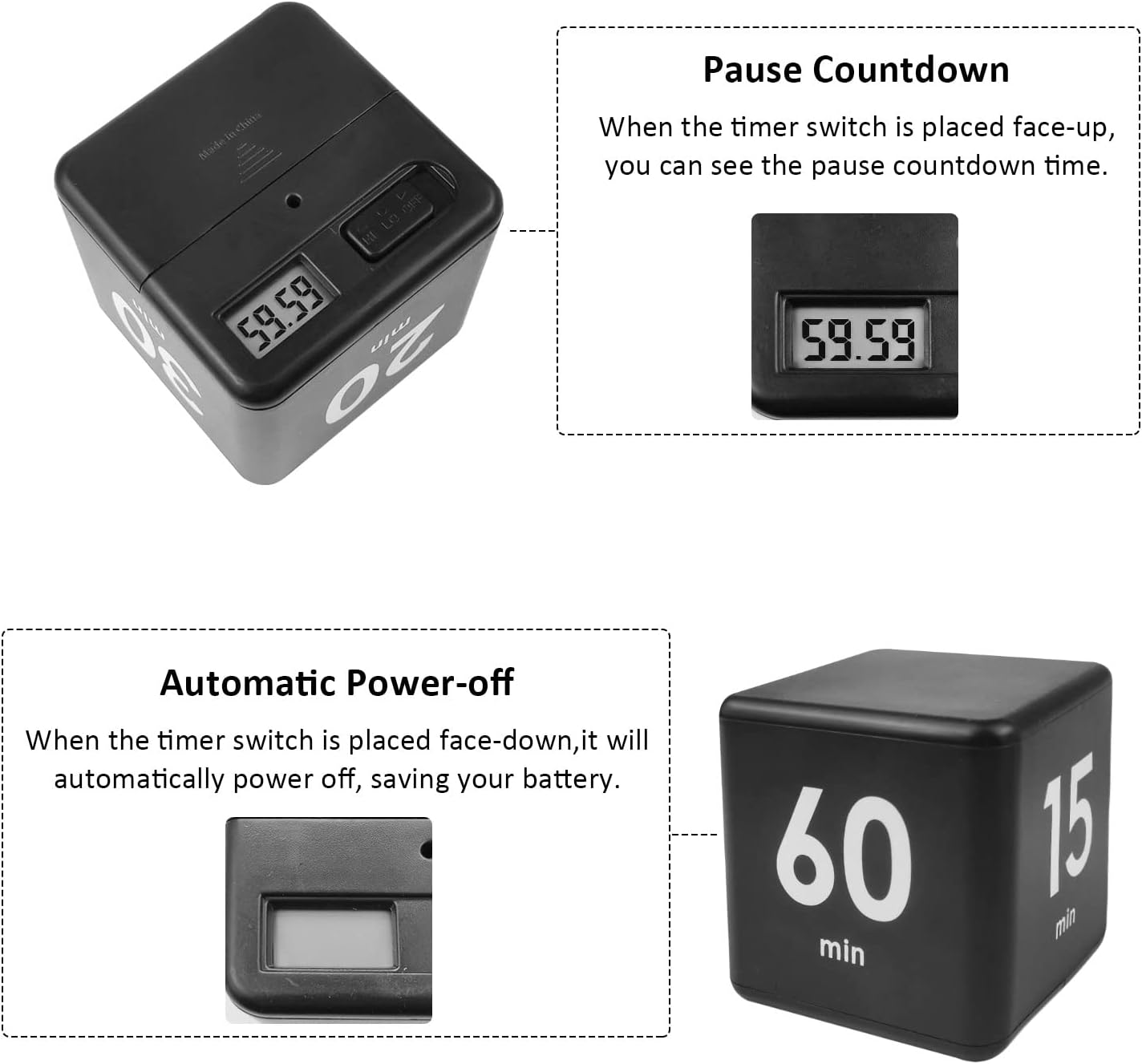 Digital Kitchen Timer Stopwatch Pomodoro Timer Gravity flipIntelligent Learning Timer, Clear Loud Home Kitchen Accessory