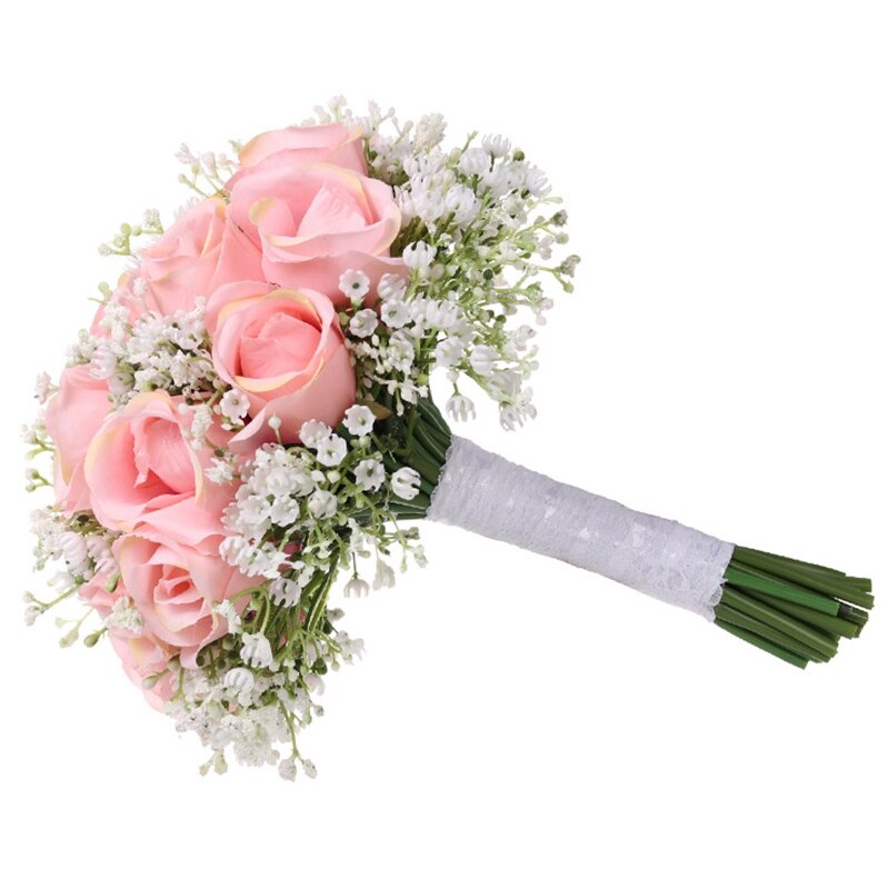 Bruid Bedrijf Bloemen Romantische Bruiloft Kleurrijke Gypsophila Bruid Boeket Roze Bruidsboeketten