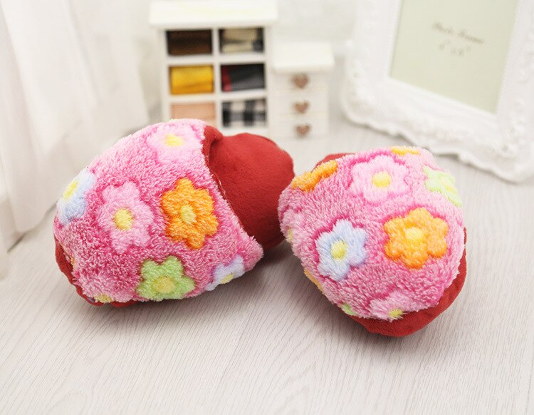 Chanclas para mascotas precioso estampado de flores, juguete para perros, mascota cachorro masticable, forma de zapatilla de felpa, juguetes chirriantes para perros, mascotas de Color azul y rosa: Rosa