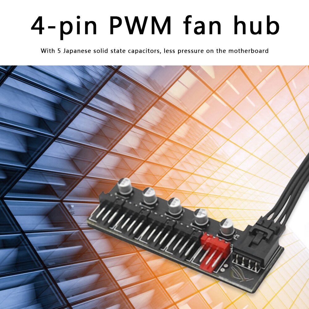 50cm 5 Port PC Fan Hub Splitter Speed Controller Adapter für 4 Pin PWM Kühler Lüfter