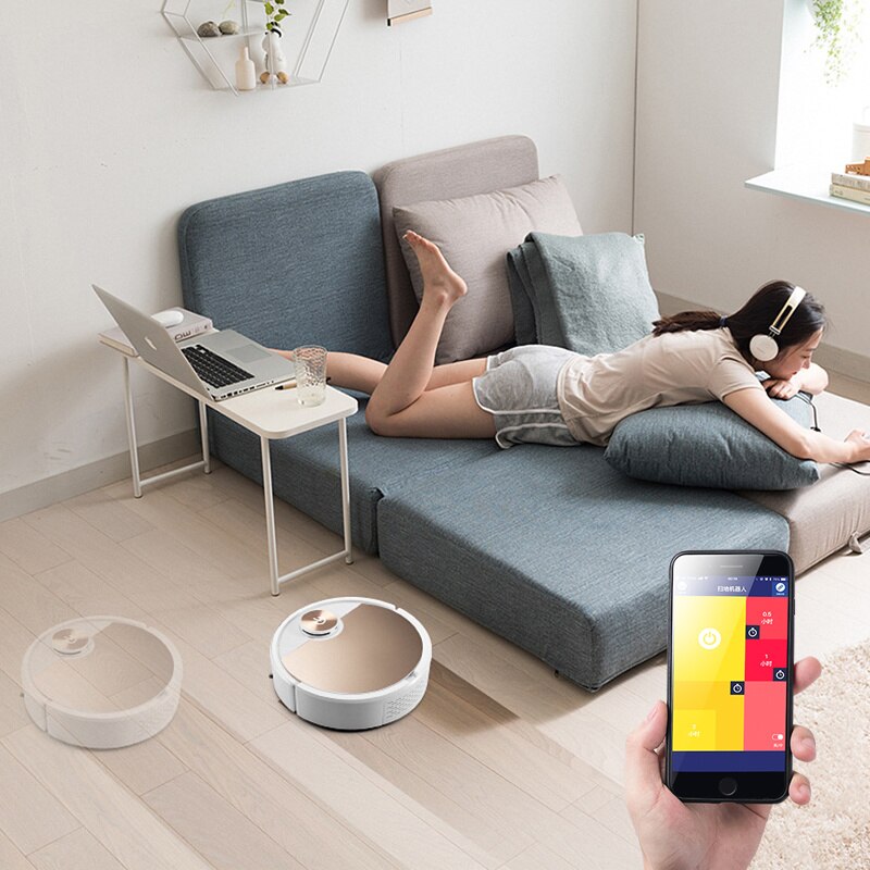 Robot aspirador inteligente ES06 para el hogar, Control por aplicación remota de teléfono, eliminación de polvo, barrido y fregado