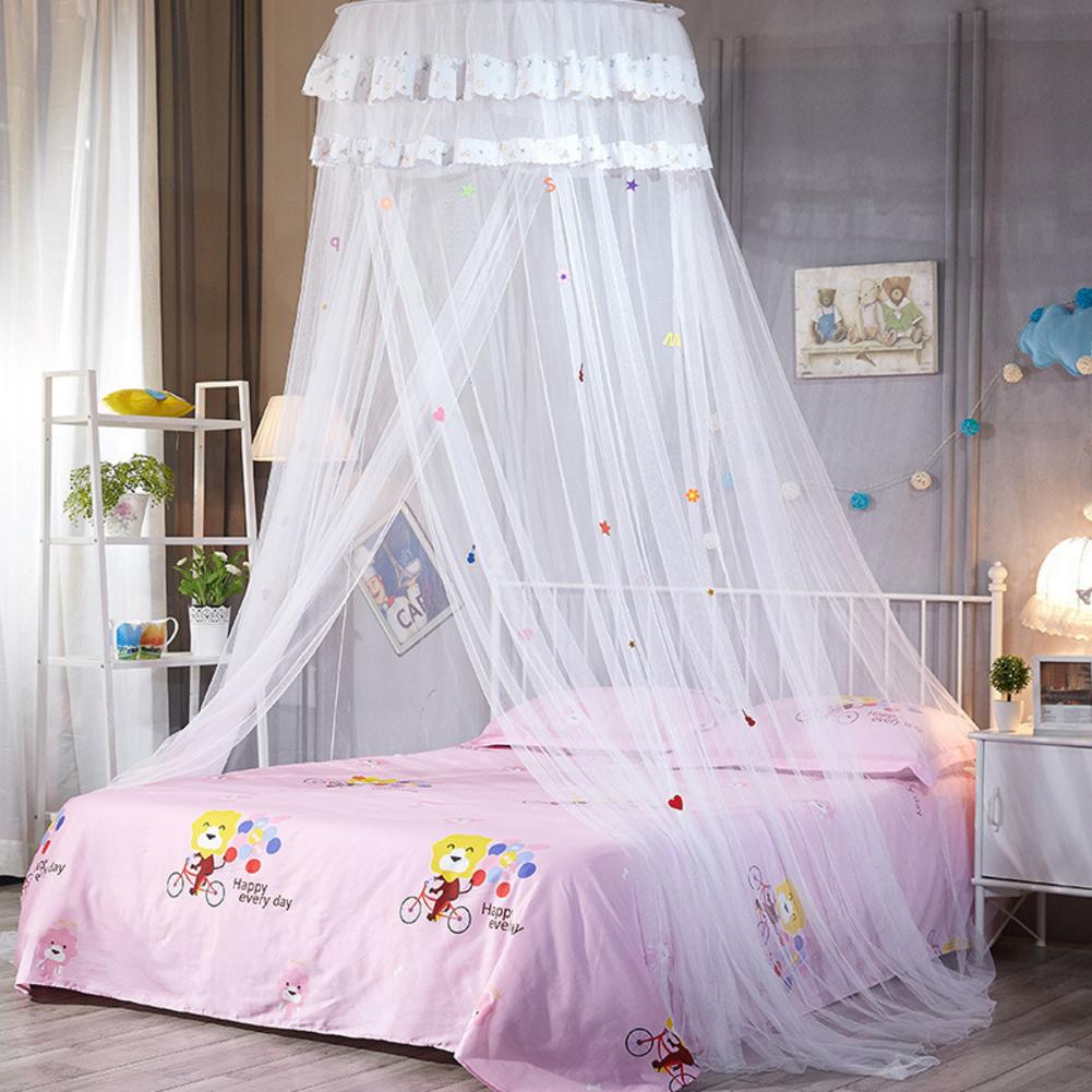 Altezza 2.7M Appeso di Zanzara Della Principessa Netto Letto Tenda Letto A Baldacchino Tenda Pieghevole Baldacchino Sul Letto Elegante Fata Del Merletto dossels: bianca