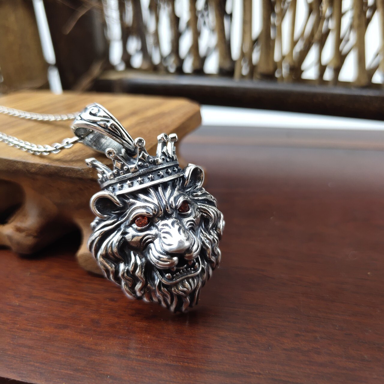 Bocai pure  s925 silber schmuck retro persönlichkeit punk dominante krone löwenkopf anhänger beliebter mann freund