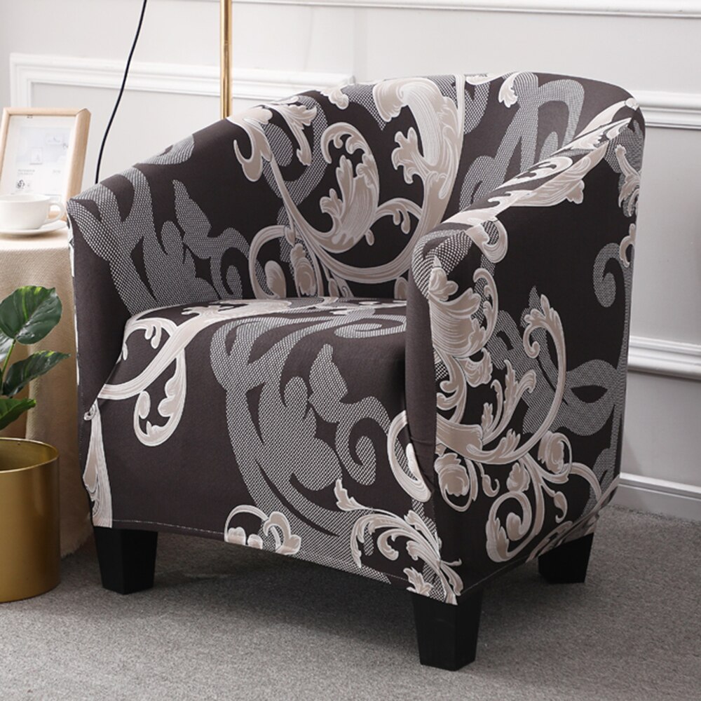Club Chair Slipcover Stretch Armchair Covers Printed Tub Chair Cover Sofa Cover Spandex Couch Covers For Bar Counter Living Room
