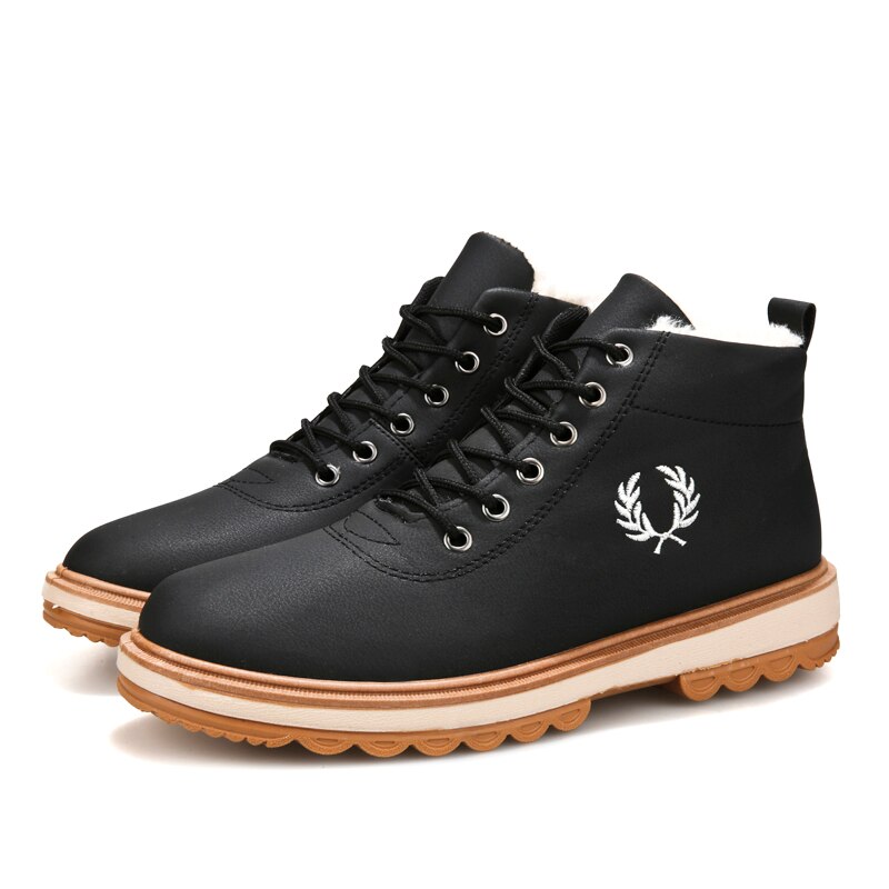 Schoenen Hombre Botas Heren Mode Lederen Winter Mannen Voor Lente Laarzen Lange Westerse Sneeuw Tenis Ademend Boty Casual Bona Werk de: Black plus cotton / 44