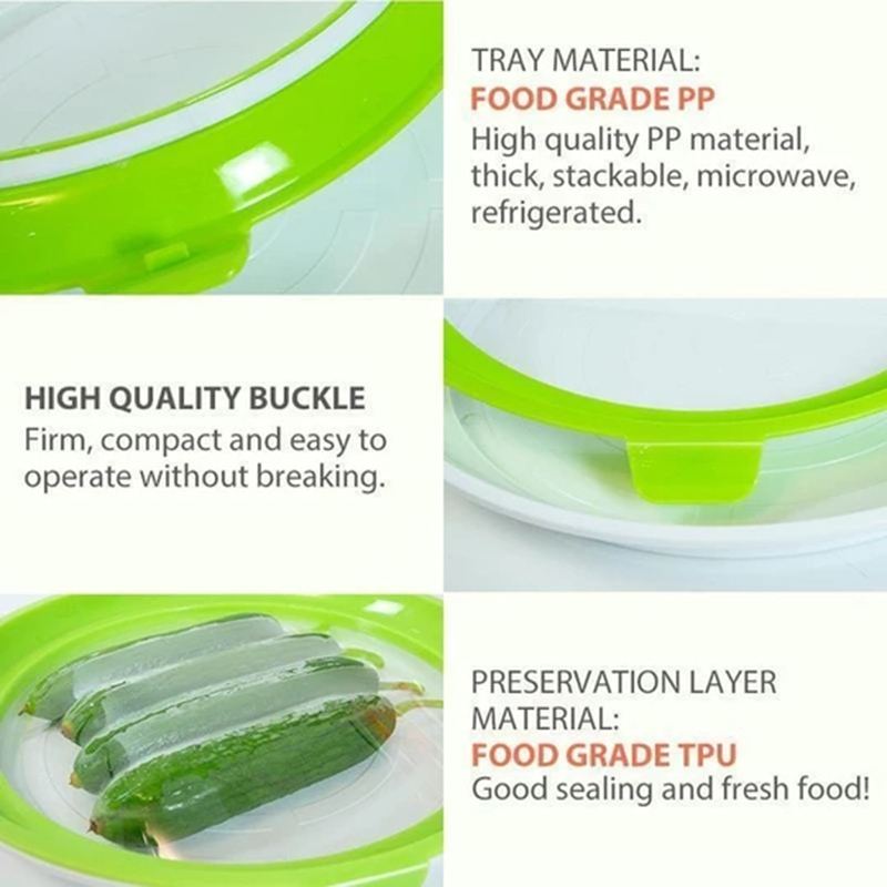 Round Clever Tray Food Preservation Tray Plastic Food Container Set Food Fresh Storage Serving Tray
