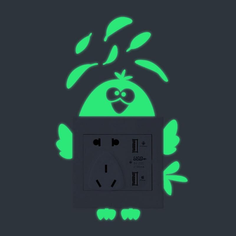 Cartoon Green Fluorescent Toilet Switch Sticker Night Light Wall Sticker Home Decoration Children's Room Sticker: 12