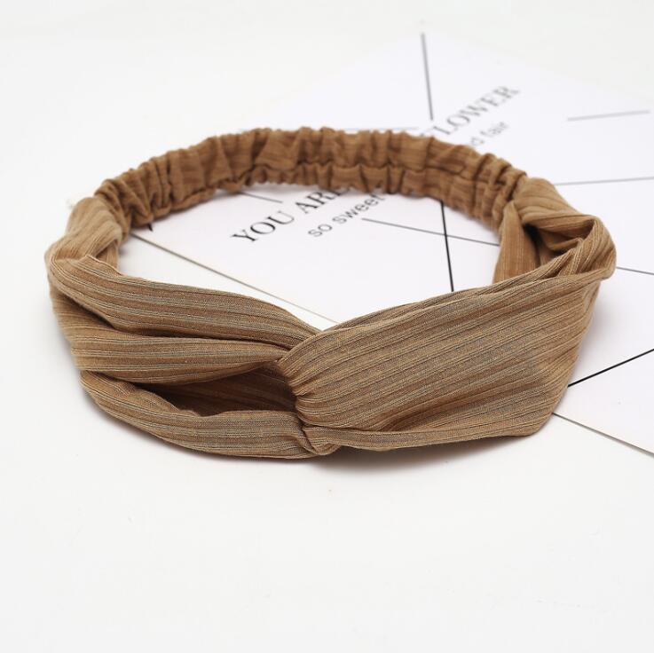 Diadema Lisa para mujer, turbante elástico para la cabeza, accesorios para el cabello para mujer, bandas para el cabello a rayas: F