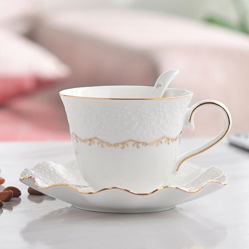 Keramiska koppar och fat kaffekoppuppsättning kontinentalt teuppsättning kaffekopp enfärgad engelsk eftermiddagstekoppuppsättning: Stil 3