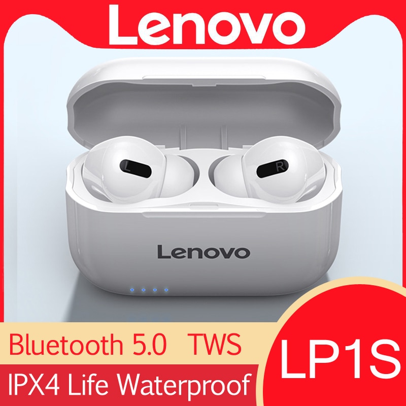 Lenovo-auriculares inalámbricos LP1S LP1 S, cascos con Bluetooth 5,0, HiFi, micrófono, deportivos, manos libres, sonido estéreo, IPX4, resistentes al agua