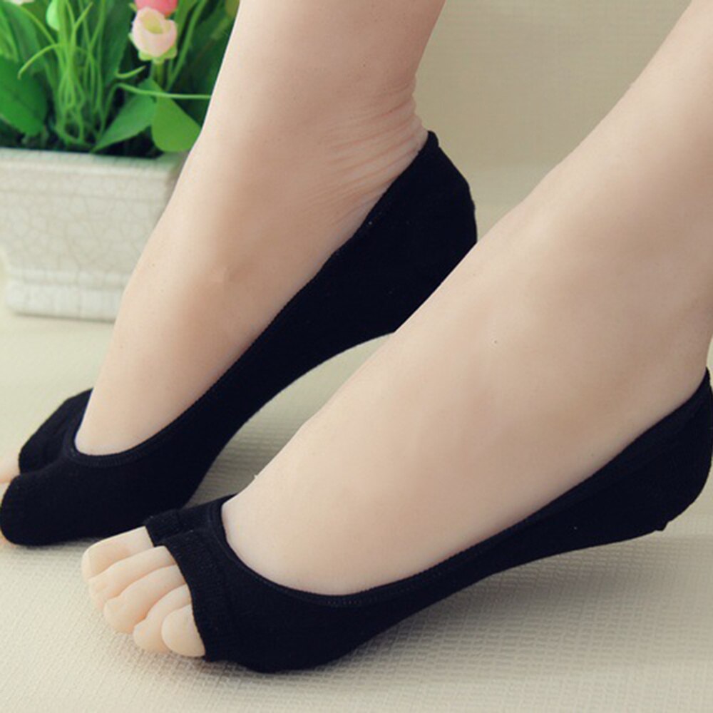 6 Pairs Toe Socks Durable Breathable Aloe Fiber Feet Protective Toeless Socks Invisible Toeless Sock for Ladies Girls