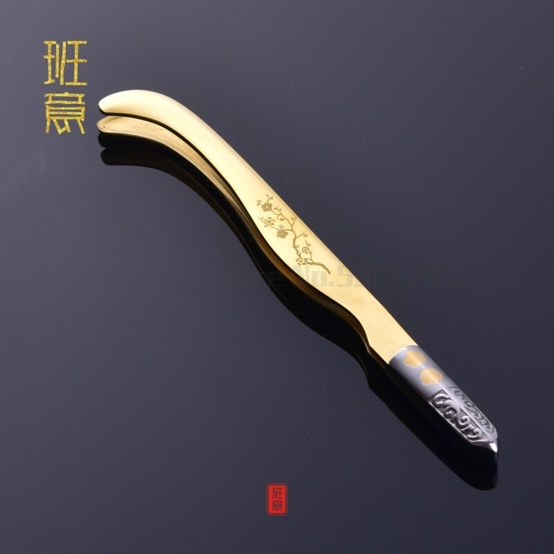 Pure copper tea spoon tea shovel tea spoon stainless steel household tea spoon tea clip teaspoon tea ceremony six gentlemen: Burgundy