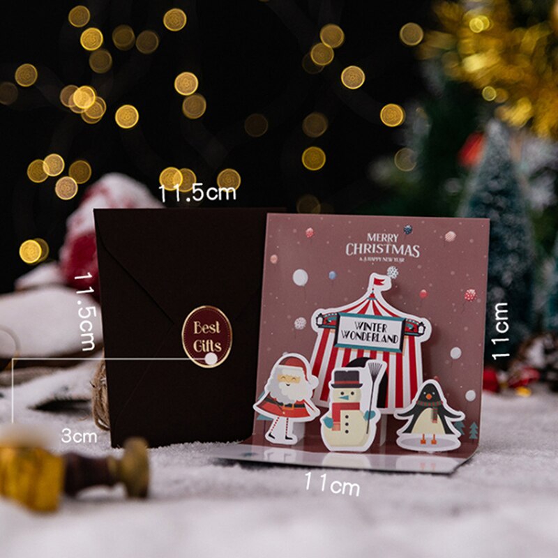 Postal con sobre de Papá Noel, muñeco de nieve, árbol de Navidad, 3D, Pop-UP, , invitación, , Feliz Navidad, tarjeta de felicitación, tipo plegable