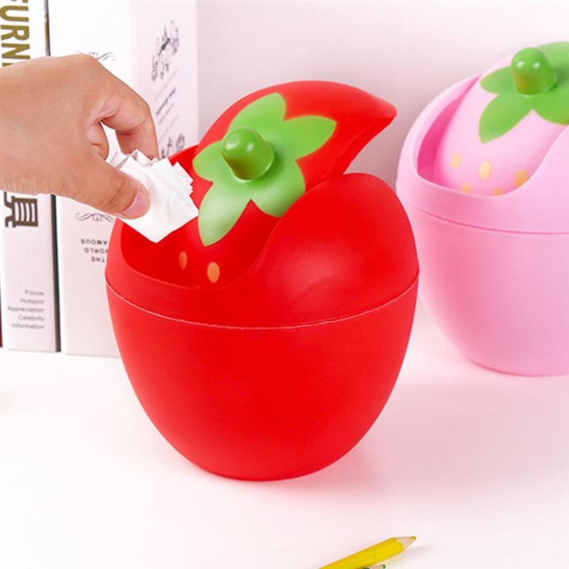 1pcs Cute Plastic Swing Lid Mini Trash Can Trash Bin Lovely Garbage Storage Bucket For Kitchen Storage Table Desk Car Decoration