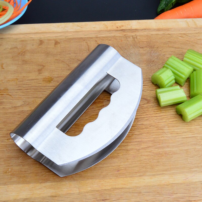 1 stks Sharp Rocker Slicer Rvs Blade Koksmes Salade Groente Chopper Ergonomisch Handvat Keuken Cutter