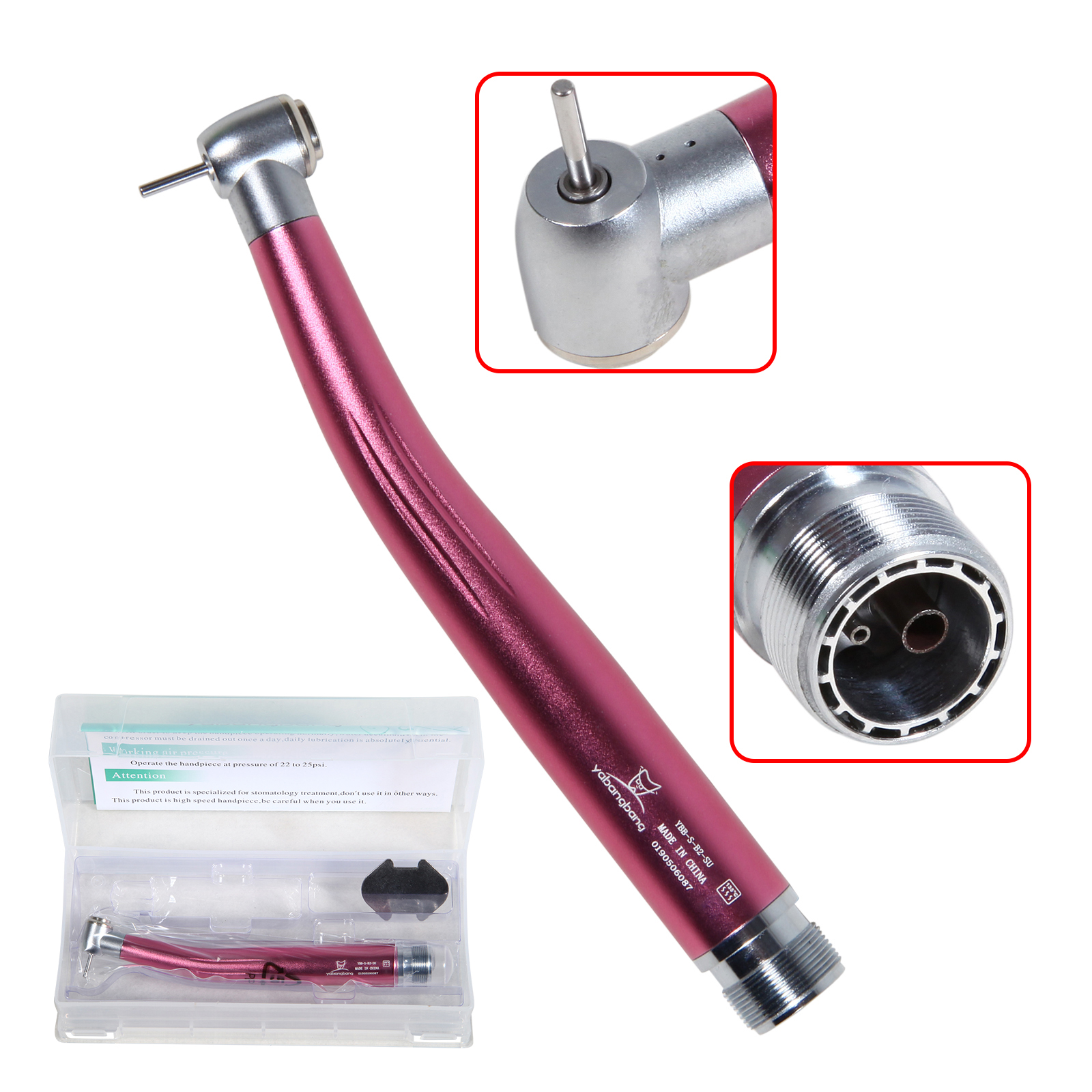 2/4Holes Dental High Speed Handpiece Push Button Standard Head Air Turbine Single Water Spring Rotor/Cartridge: Silver