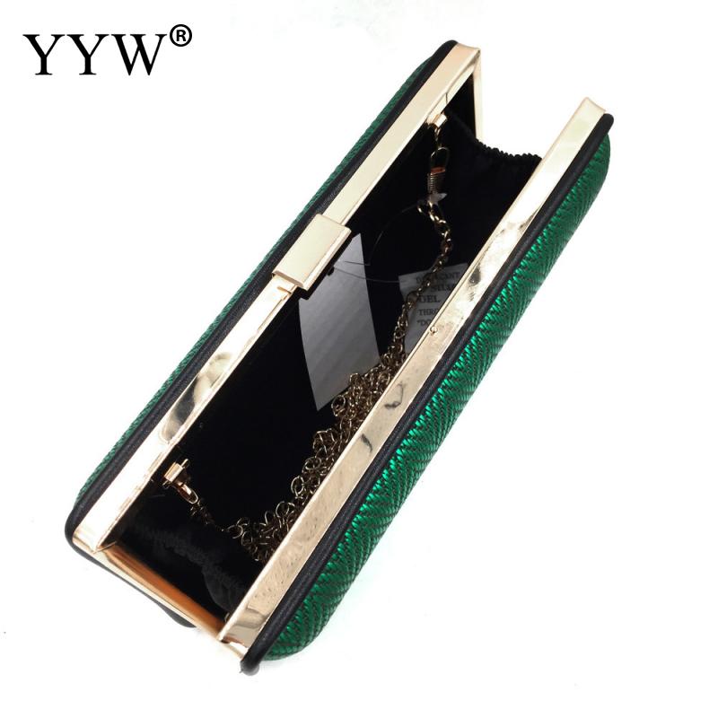 Green Weave Clutch Bag Met Ketting Vrouwelijke Handtas Vintage Pochette Femme Bruiloft Clutch Bags Voor Vrouwen Crystal Bolso Mujer