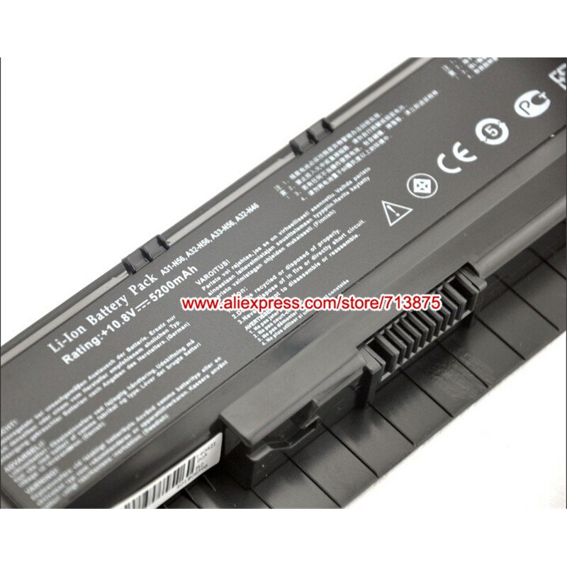 Batería A32-N56 para ordenador portátil Asus N56L82H, N56VJ-DH71, N46, N46V, N56, N56D, N76, N76V, 10,8 V, 5200mAh