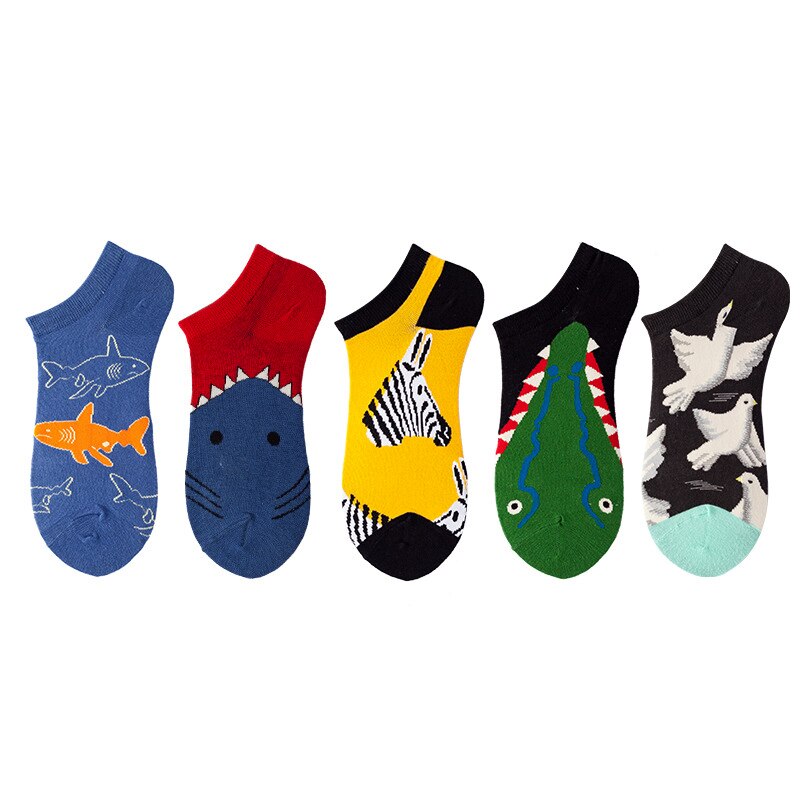 Grappige fruit avocado kunst onzichtbare zomer boot katoen blij no show sokken dames heren korte lage sokken pantoffels siliconen sokken