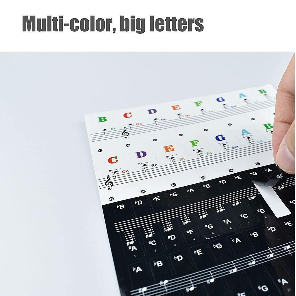 88/61/54/49 Key Color Piano Letter Notes Stickers Keyboard Stave Note Stickers Sticker Electronic Piano Key K9J5